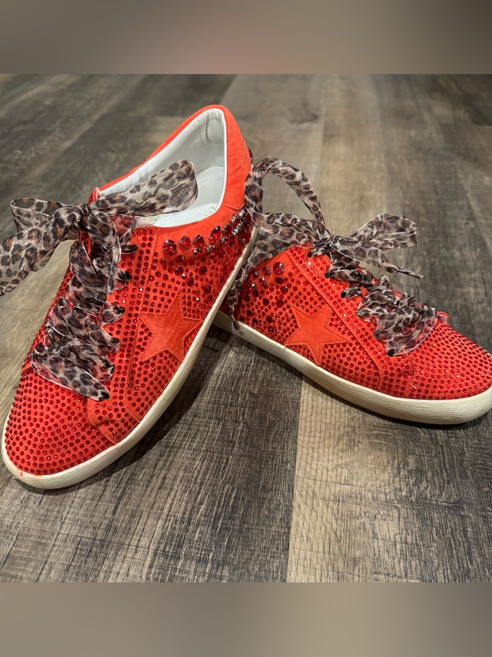Red Glam Rhinestone Star Sneaker Size 7.5